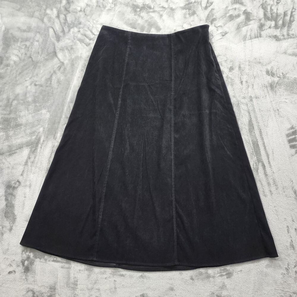 Vintage Notations Skirt Womens XL Black A-Line Midi Side Zip Modest‎ Goth Preppy